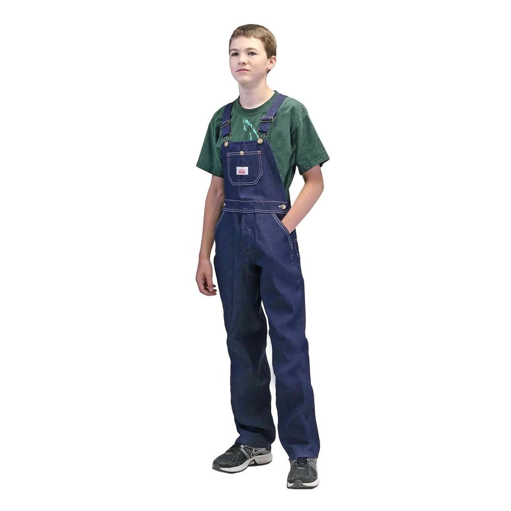 Round House Brand Kids Denim Overalls Blue Carpenter Style Made in USA Size 7